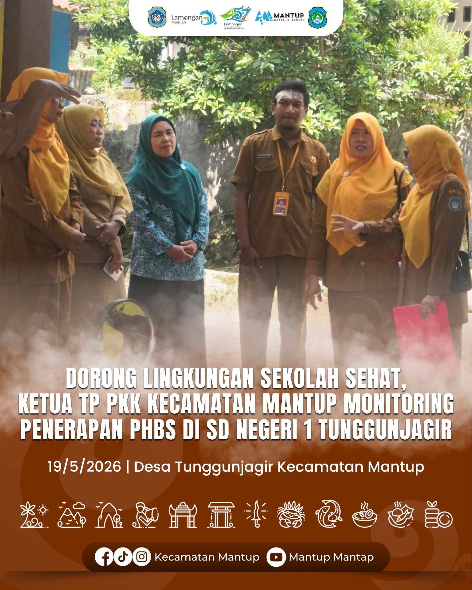 Foto: Dorong Lingkungan Sekolah Sehat, Ketua TP PKK Kecamatan Mantup Monitoring Penerapan PHBS di SD Negeri 1 Tunggunjagir