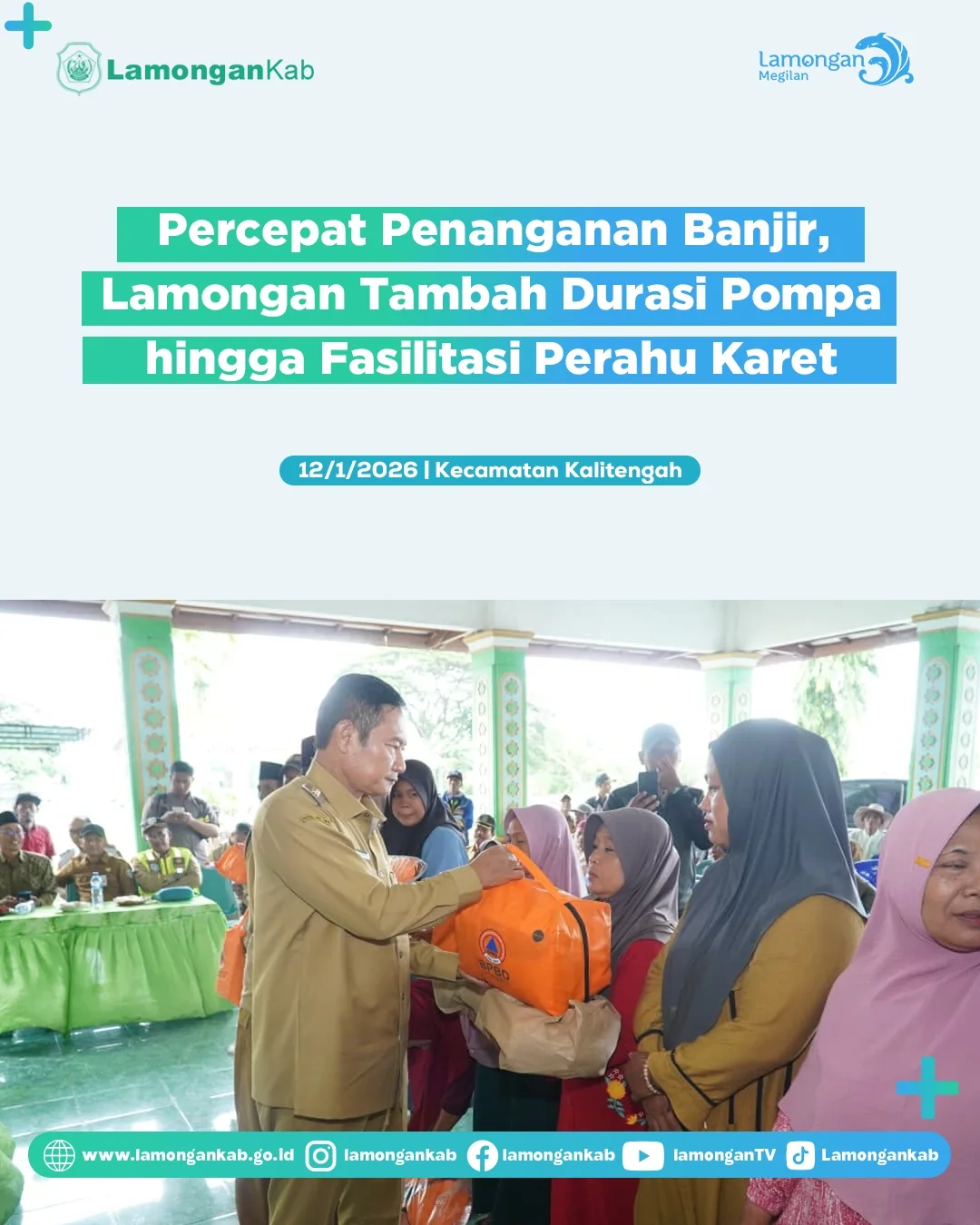 Foto: Percepat Penanganan Banjir, Lamongan Tambah Durasi Pompa Hingga Fasilitas Perahu Karet