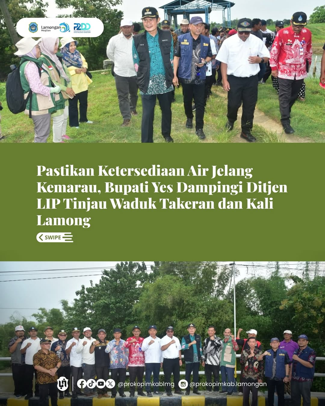 Foto: Pastikan Ketersediaan Air Jelang Kemarau, Bupati Yes Dampingi Ditjen LIP Tinjau Waduk Takeran dan Kali Lamong