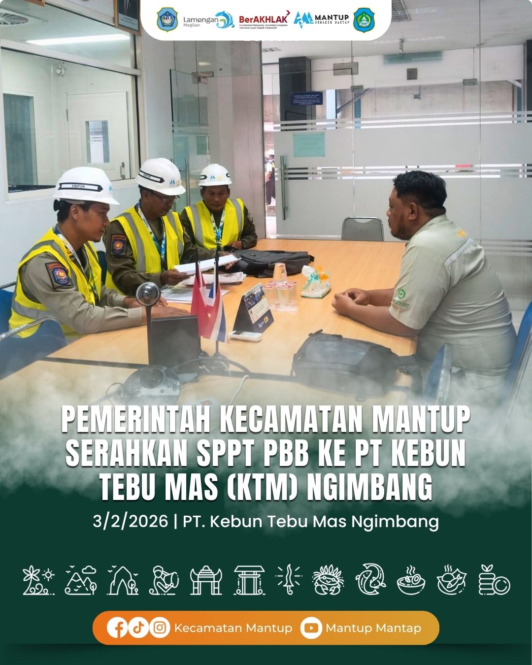 Foto: Pemerintah Kecamatan Mantup Serahkan SPPT PBB ke PT Kebun Tebu Mas (KTM) Ngimbang
