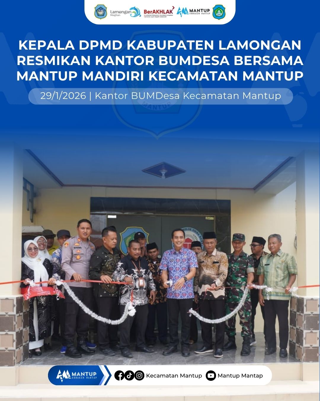 Foto: Kepala DPMD Kabupaten Lamongan Resmikan Kantor BUMDesa Bersama Mantup Mandiri