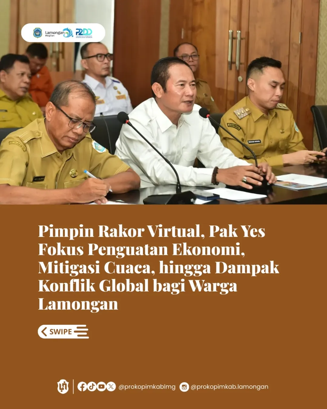 Foto: Pimpin Rakor Virtual, Pak Yes Fokus Penguatan Ekonomi, Mitigasi Cuaca, hingga Dampak Konflik Global bagi Warga Lamongan