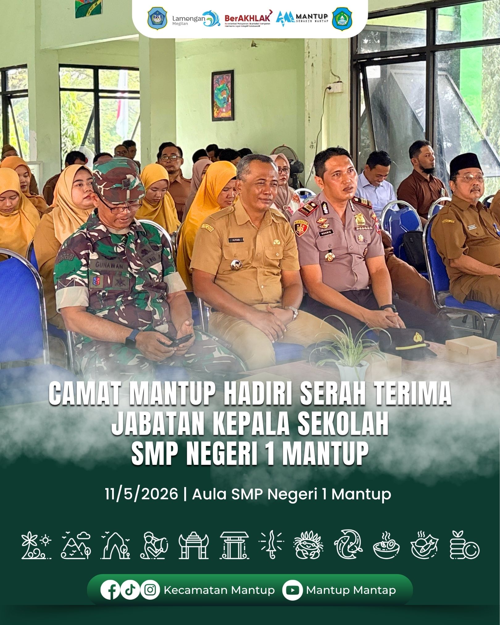 Foto: Camat Mantup Hadiri Serah Terima Jabatan Kepala Sekolah SMP Negeri 1 Mantup