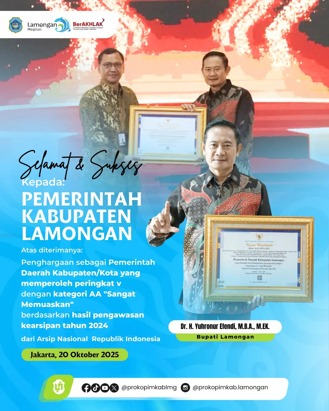 Selamat dan sukses kepada Pemerintah Kabupaten Lamongan