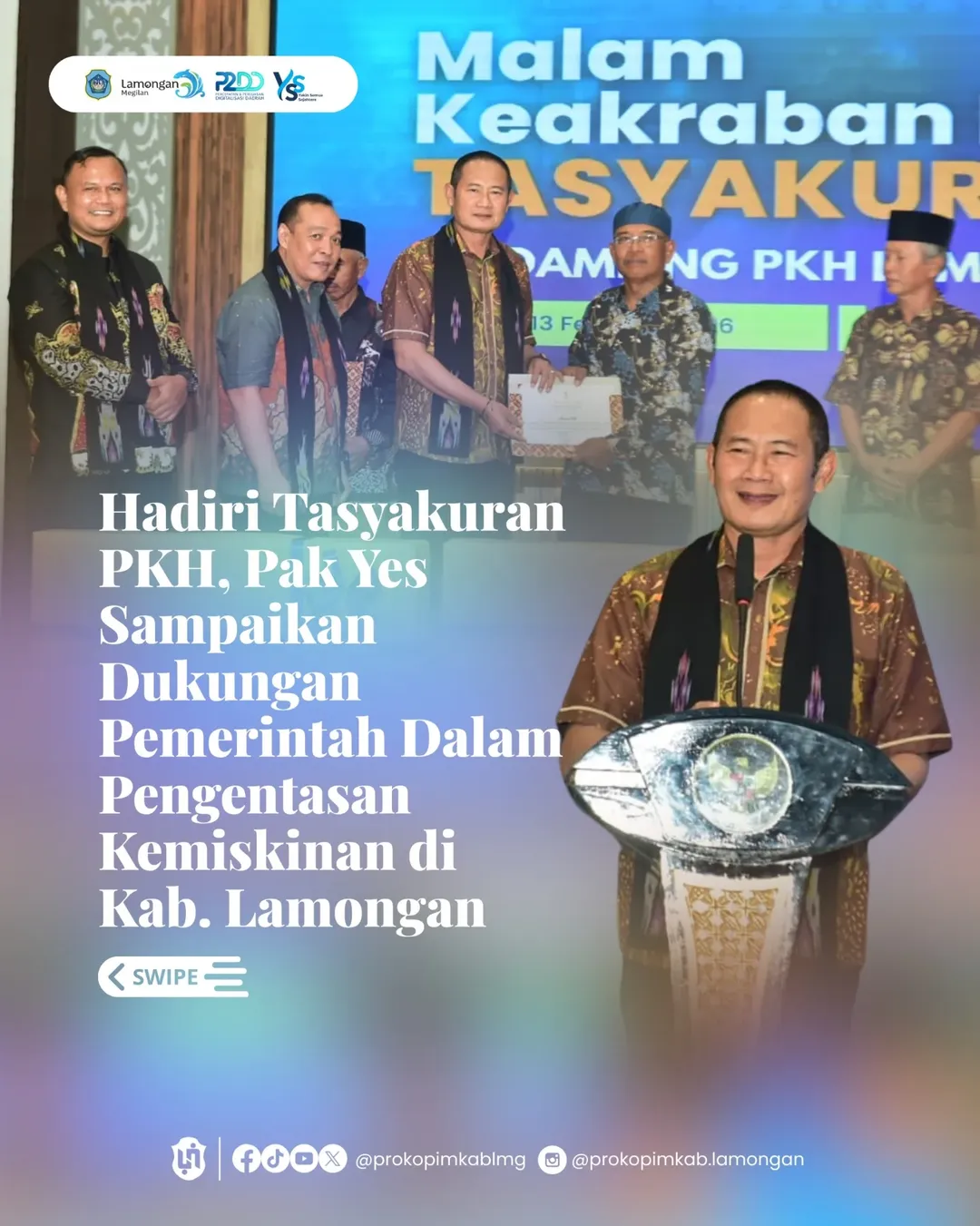 Foto: Hadiri Tasyakuran PKH, Pak Yes Sampaikan Dukungan Pemerintah Dalam Pengentasan Kemiskinan di Kab. Lamongan