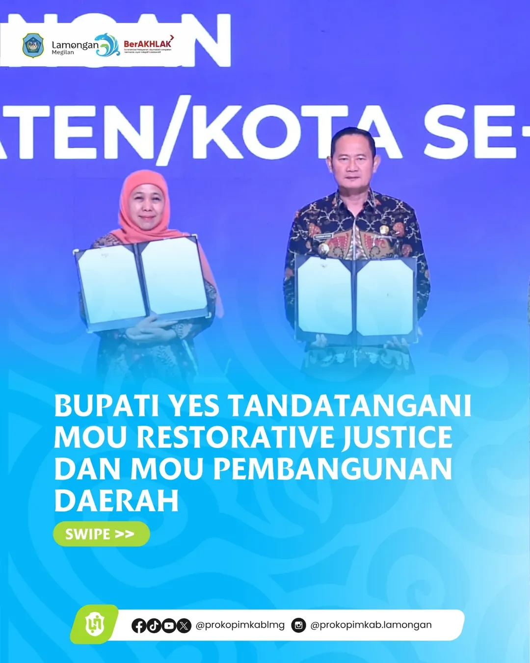 Foto: Bupati Yes Tandatangani MoU Restorative Justice dan Mou Pembangunan Daerah