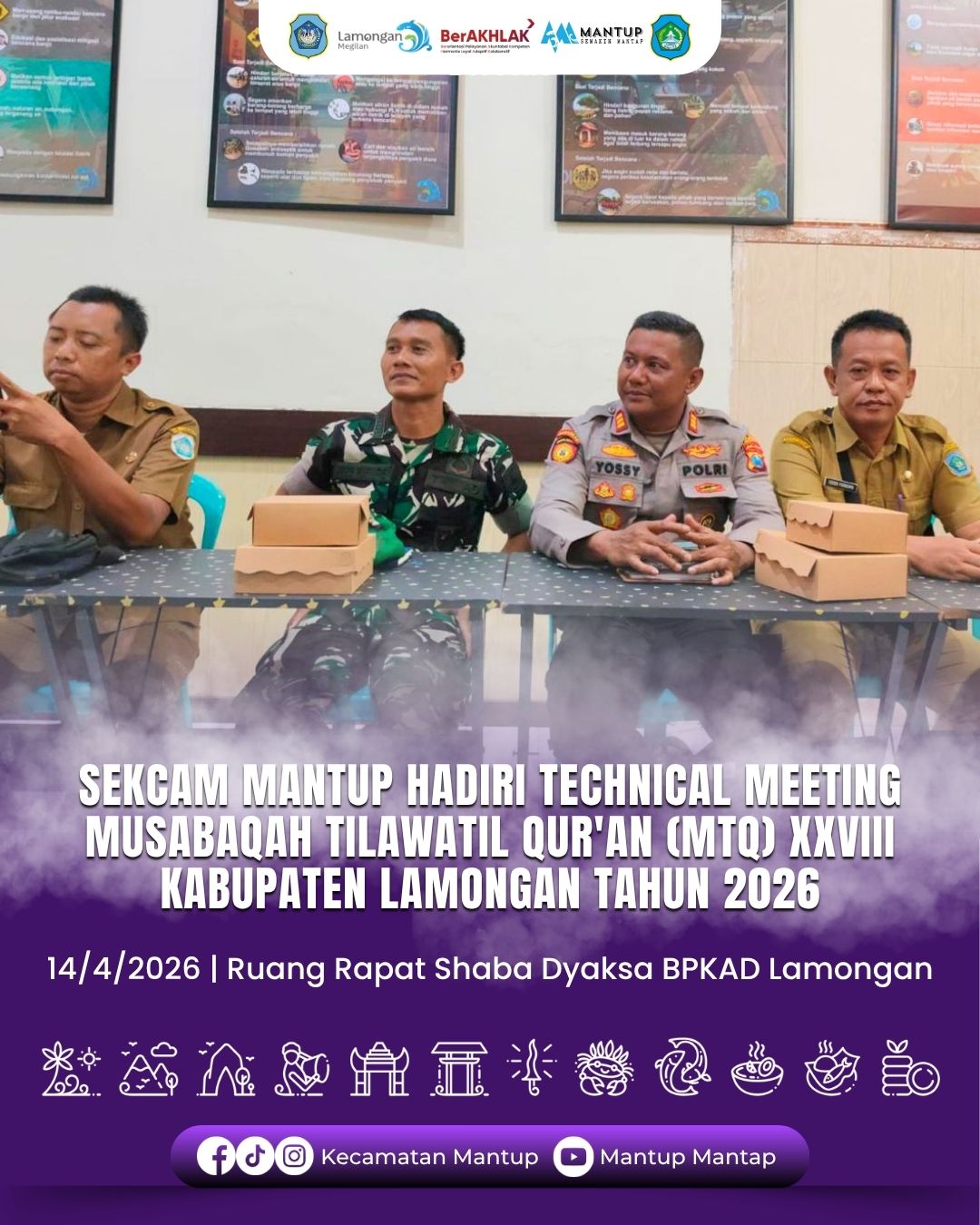 Foto: Sekcam Mantup Hadiri Technical Meeting Musabaqah Tilawatil Qur'an (MTQ) XXVIII Kabupaten Lamongan Tahun 2026