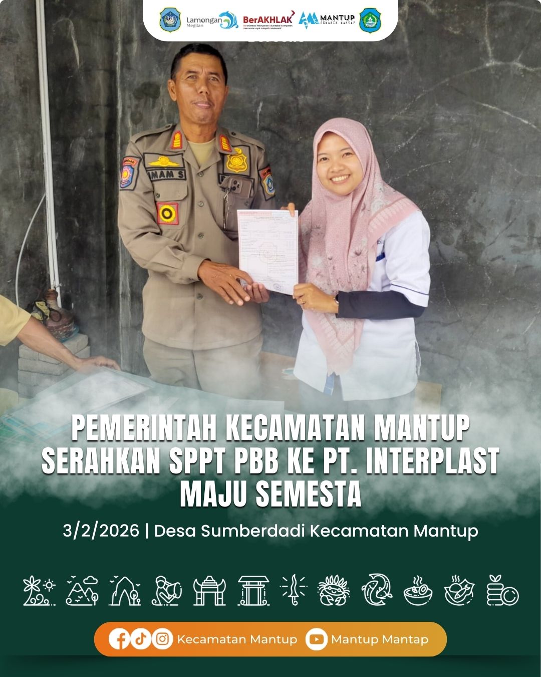 Foto: Pemerintah Kecamatan Mantup Serahkan SPPT PBB ke PT Interplast Maju Semesta