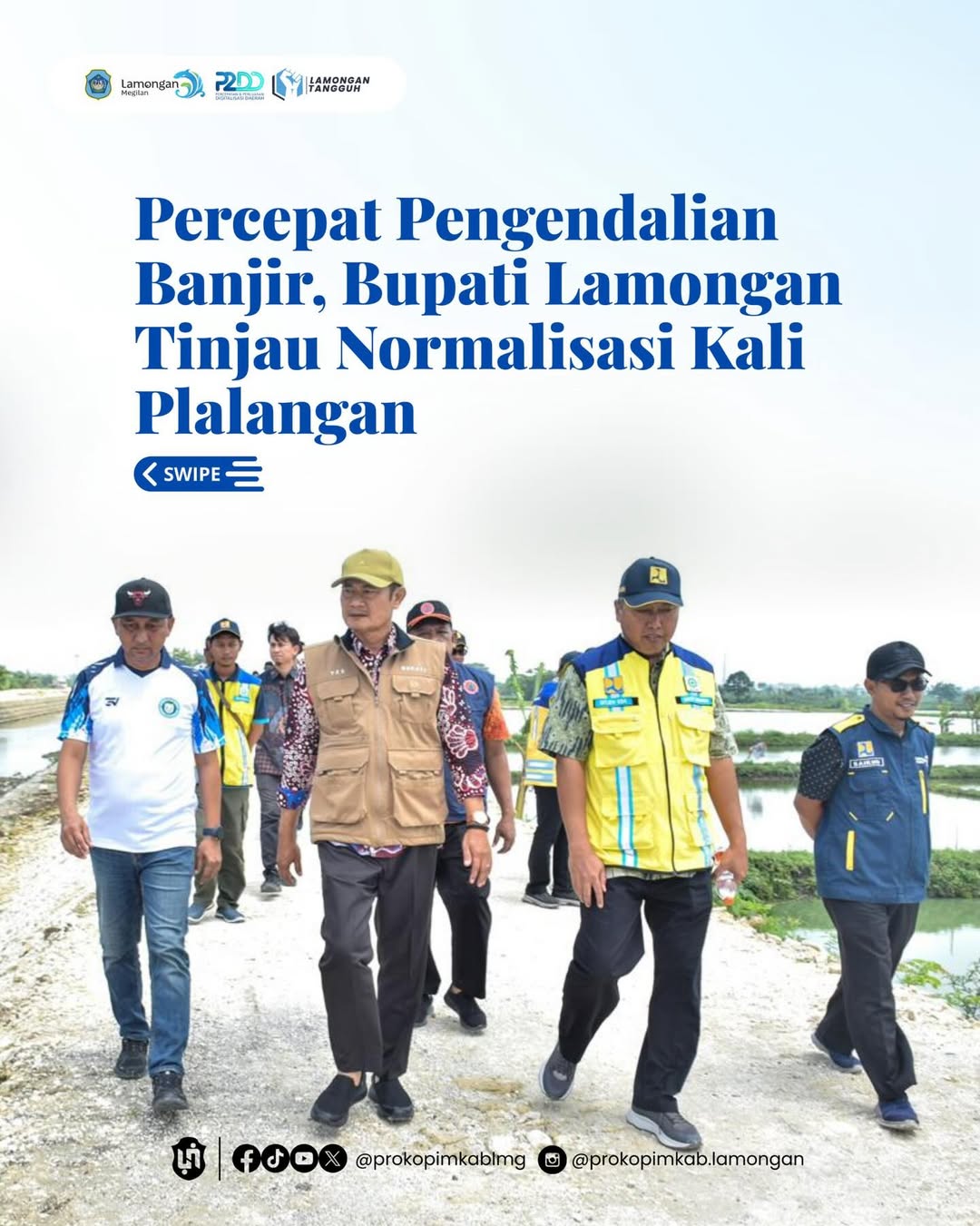 Foto: Percepat Pengendalian Banjir, Bupati Lamongan Tinjau Normalisasi Kali Plalangan