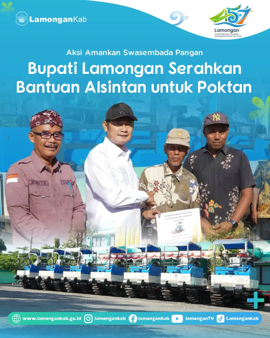Foto: Bupati Lamongan Serahkan Bantuan Alsintan Untuk Poktan