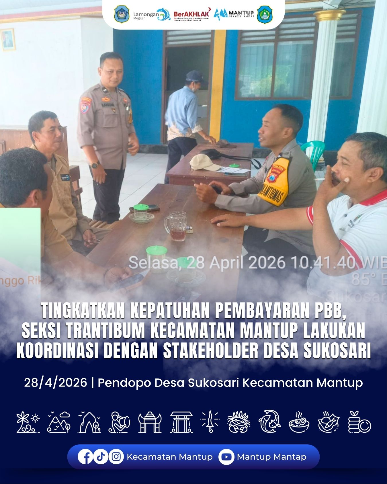Foto: Tingkatkan Kepatuhan Pembayaran PBB, Seksi Trantibum Kecamatan Mantup Lakukan Koordinasi dengan Stakeholder Desa Sukosari