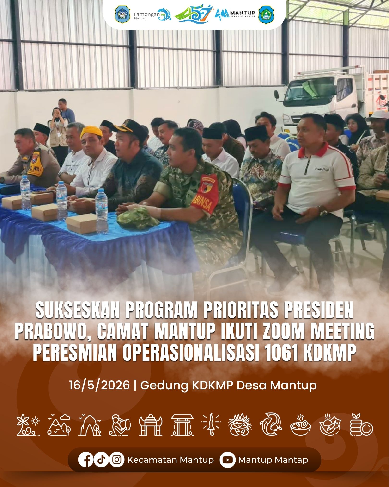 Foto: Sukseskan Program Prioritas Presiden Prabowo, Camat Mantup Ikuti Zoom Meeting Peresmian Operasionalisasi 1061 KDKMP