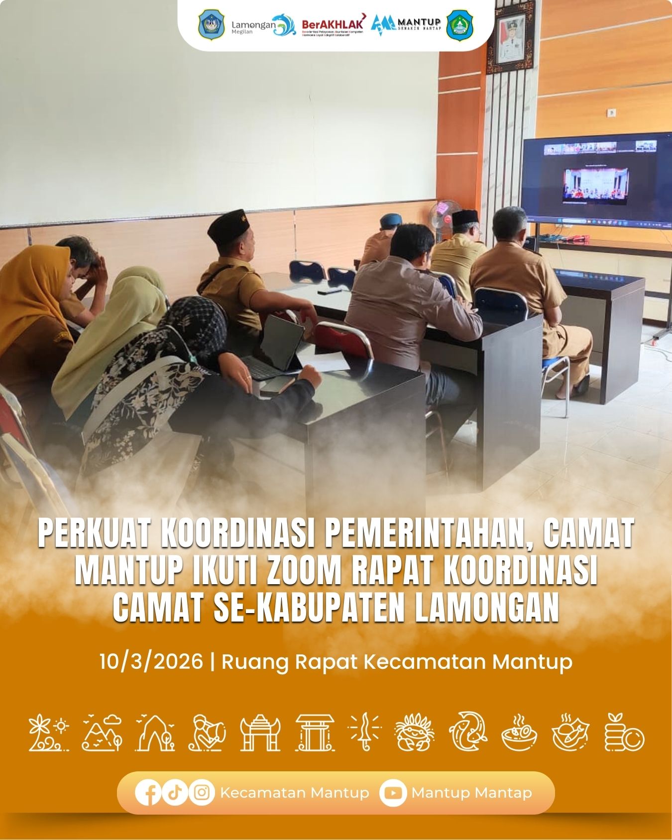 Foto: Perkuat Koordinasi Pemerintahan, Camat Mantup Ikuti Zoom Rapat Koordinasi Camat se-Kabupaten Lamongan