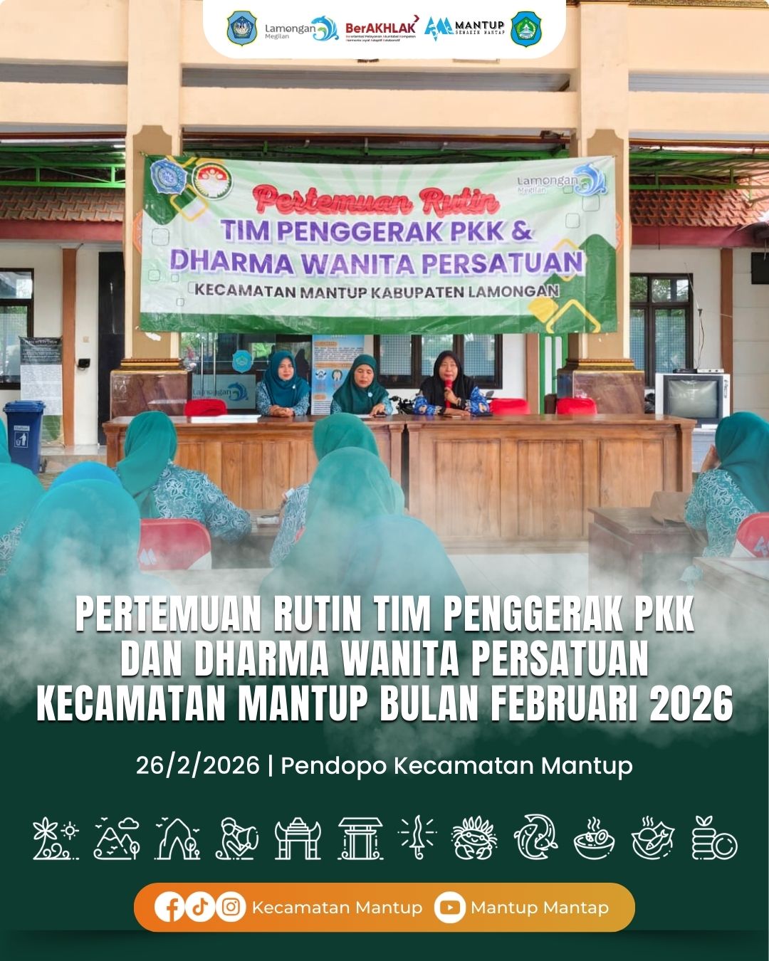 Pertemuan Rutin Tim Penggerak PKK dan Dharma Wanita Persatuan Kecamatan Mantup Bulan Februari 2026