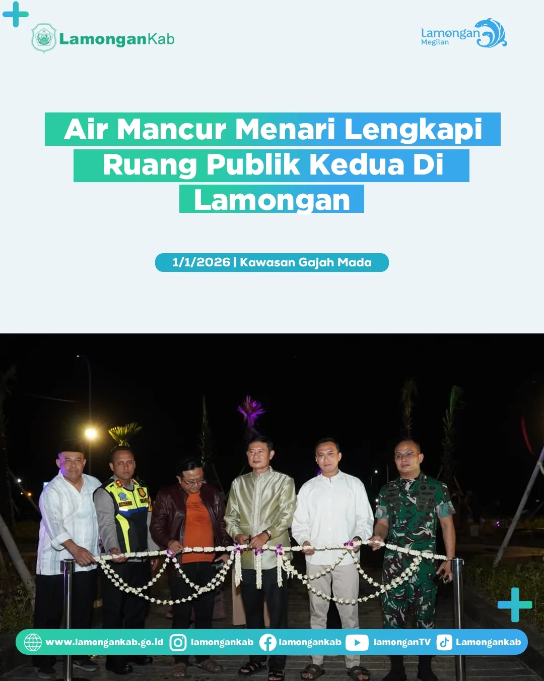 Air Mancur Menari Lengkapi Ruang Publik Kedua di Lamongan