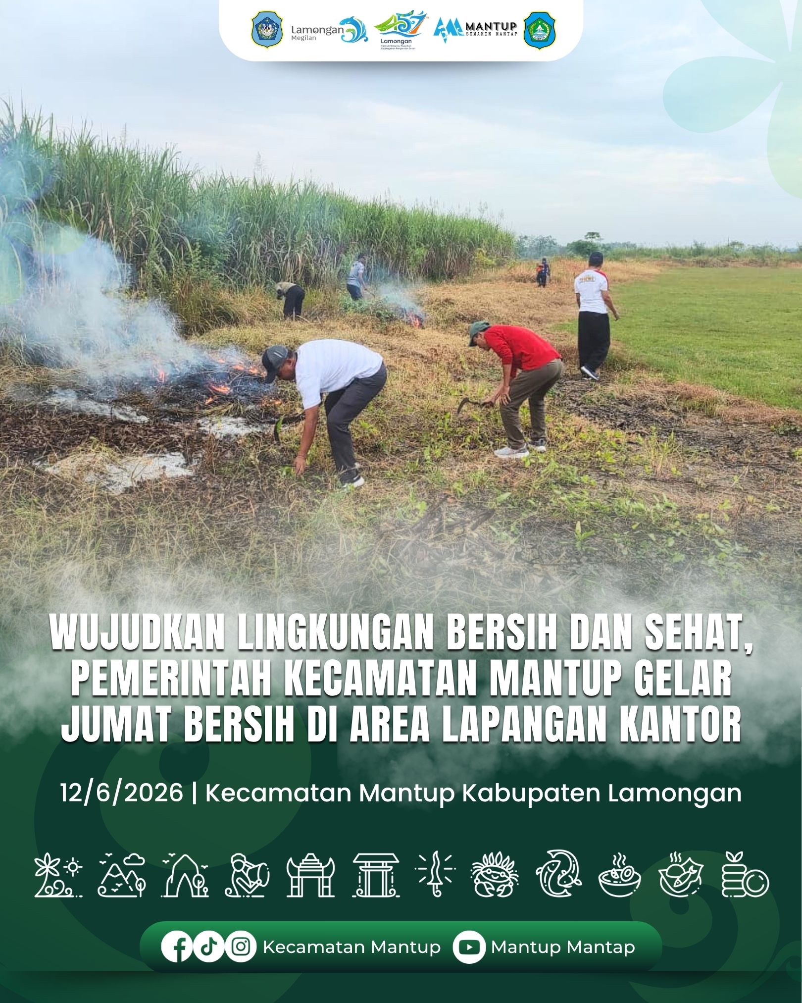 Foto: Wujudkan Lingkungan Bersih dan Sehat, Pemerintah Kecamatan Mantup Gelar Jumat Bersih di Area Lapangan Kantor