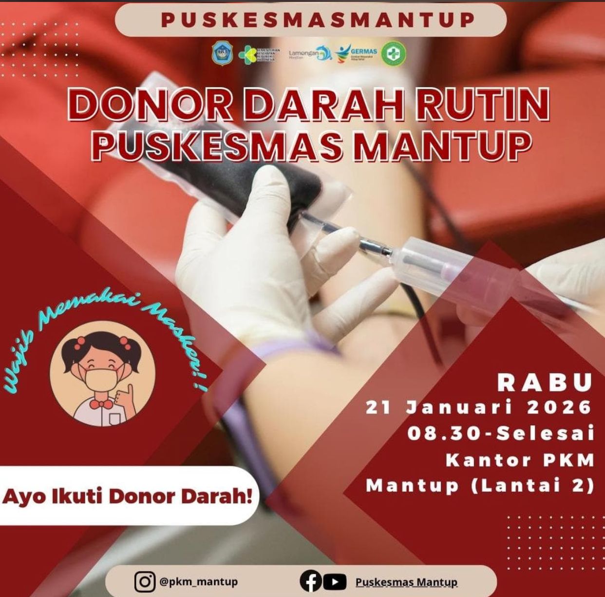 Foto: Ayo Ikuti Donor Darah Rutin Puskesmas Mantup!