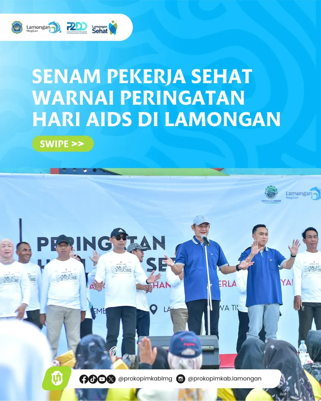 Foto: Senam Pekerja Sehat Warnai Peringatan Hari AIDS di Lamongan