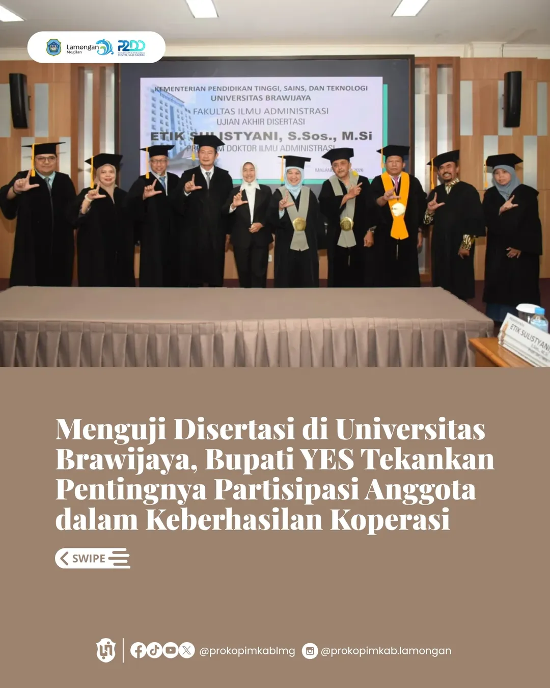 Foto: Menguji Disertasi di Universitas Brawijaya, Bupati YES Tekankan Pentingnya Partisipasi Anggota dalam Keberhasilan Koperasi