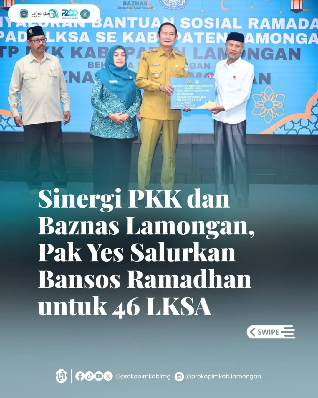 Foto: Sinergi PKK dan Baznas Lamongan, Pak Yes Salurkan Bansos Ramadhan untuk 46 LKSA