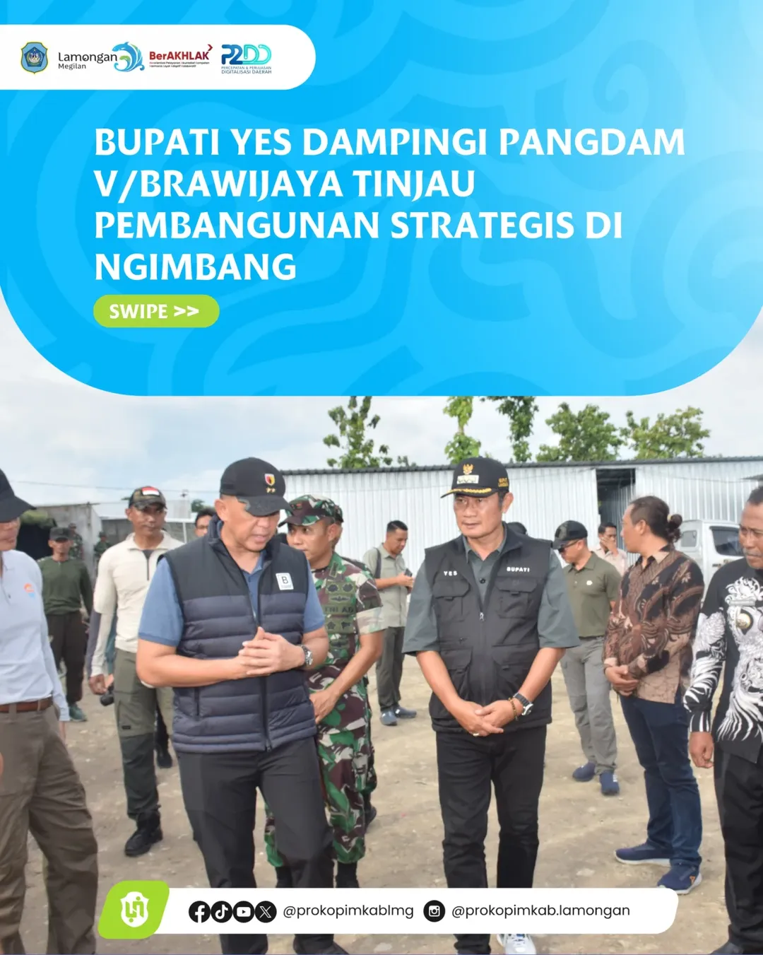 Foto: Bupati Yes Dampingi Pangdam V/Brawijaya Tinjau Pembangunan Strategis di Ngimbang