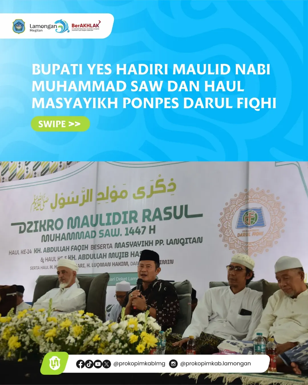 Foto: Bupati Yes Hadiri Maulid Nabi Muhammad SAW dan Haul Masyayikh Ponpes Darul Fiqhi