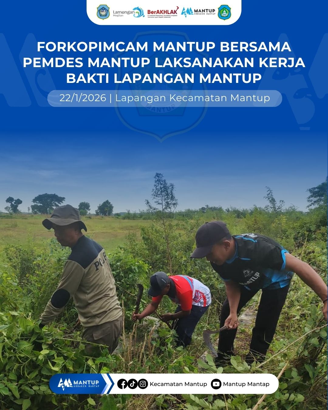 Foto: Forkopimcam Mantup Bersama Pemdes Mantup Laksanakan Kerja Bakti Lapangan Mantup