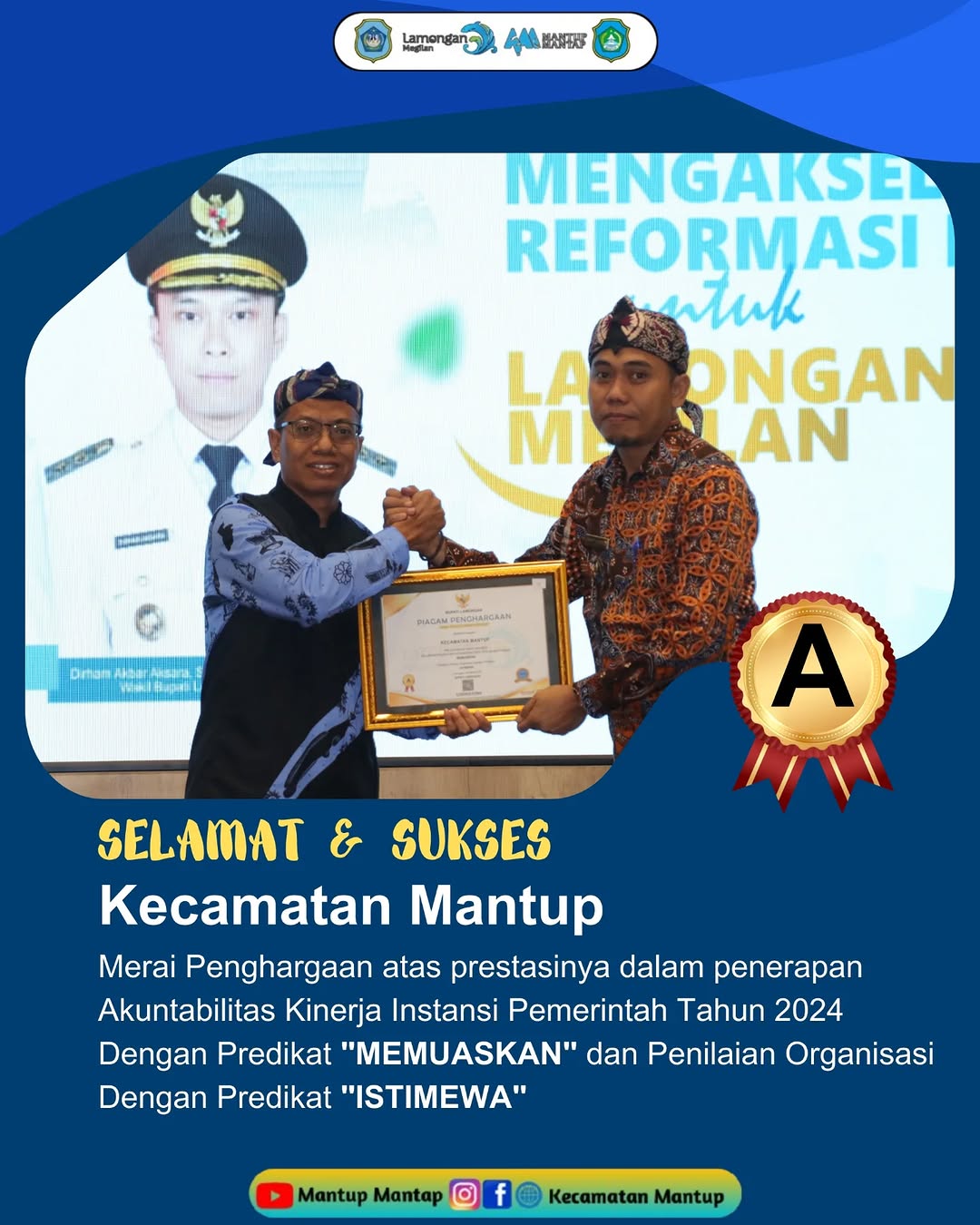 Kecamatan Mantup Meraih Penghargaan