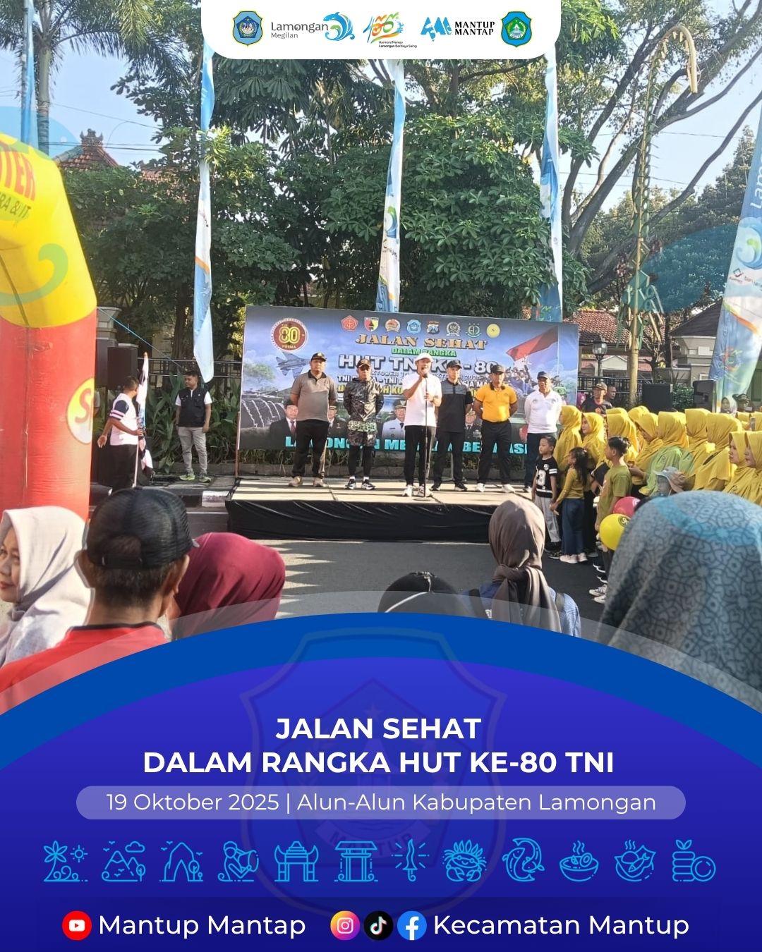 Foto: Kecamatan Mantup Ikuti Jalan Sehat dalam Rangka HUT ke-80 TNI di Kabupaten Lamongan