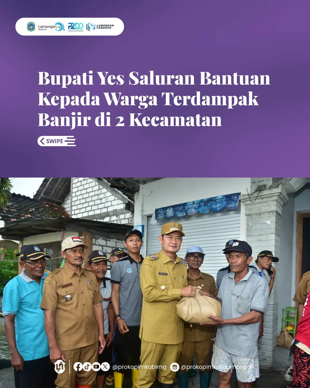 Foto: Bupati Yes Saluran Bantuan Kepada Warga Terdampak Banjir di 2 Kecamatan
