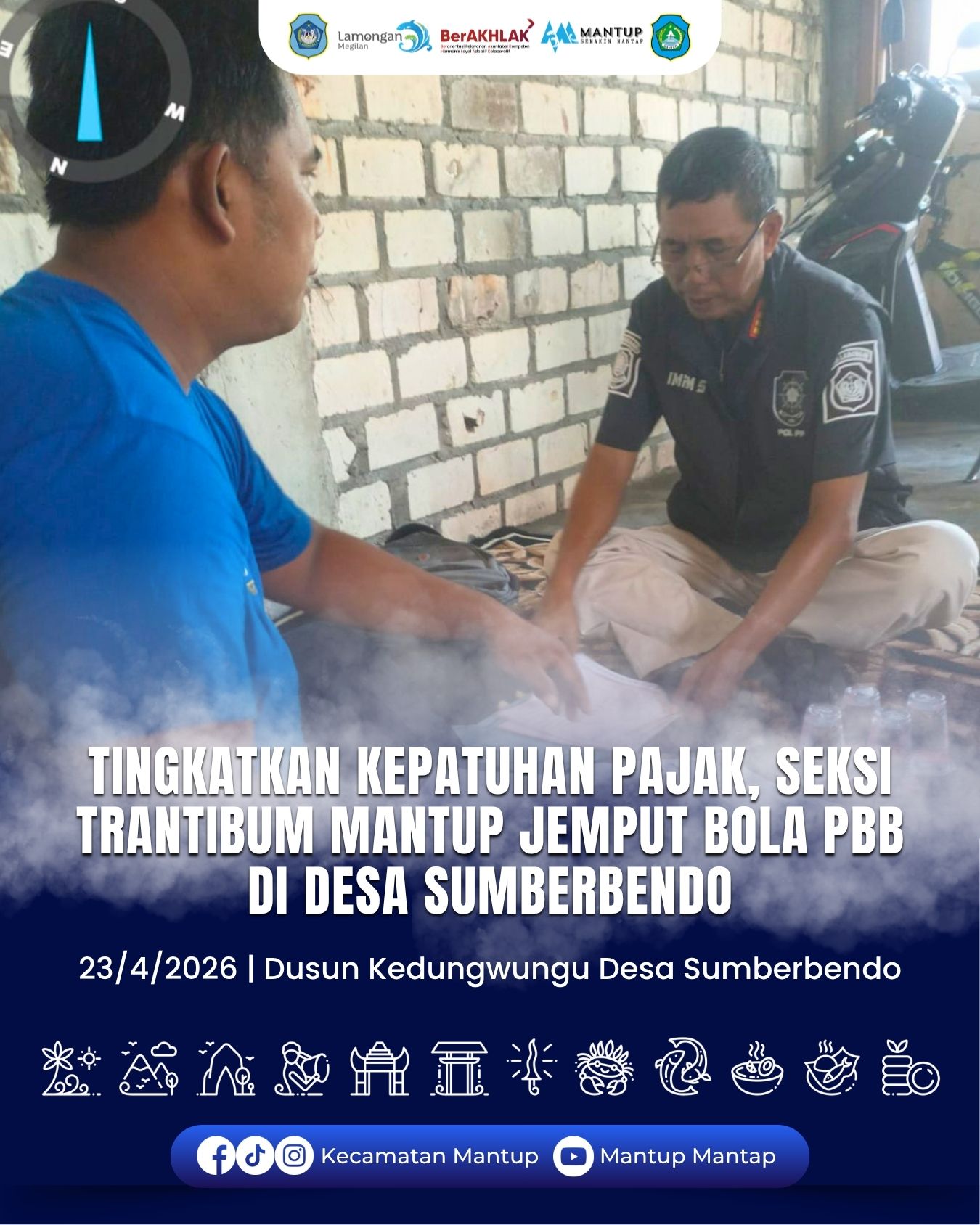 Foto: Tingkatkan Kepatuhan Pajak, Seksi Trantibum Mantup Jemput Bola PBB di Desa Sumberbendo