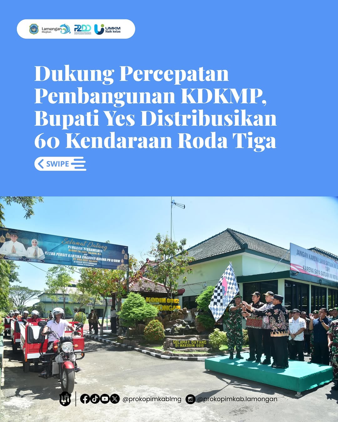 Foto: Dukung Percepatan Pembangunan KDKMP, Bupati Yes Distribusikan 60 Kendaraan Roda Tiga