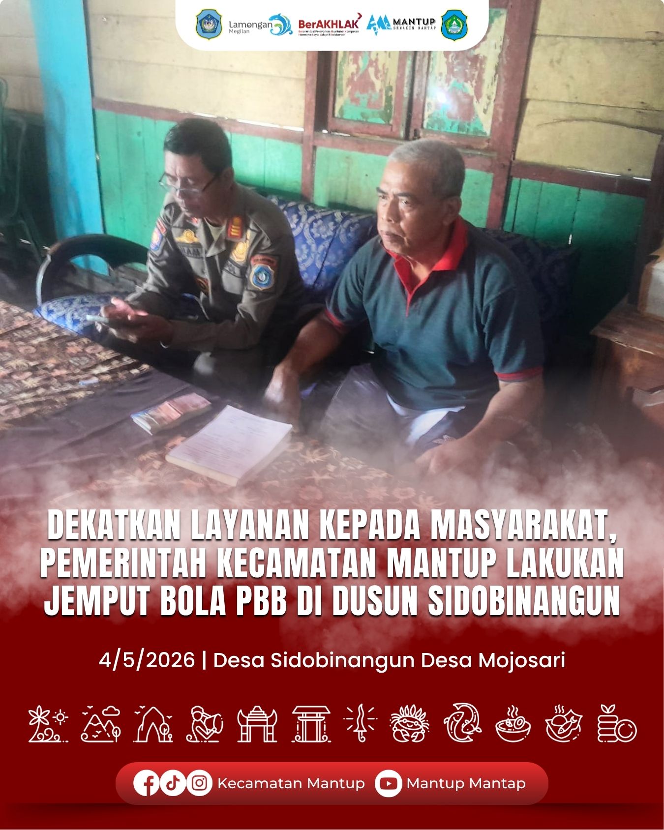 Foto: Dekatkan Layanan Kepada Masyarakat, Pemerintah Kecamatan Mantup Lakukan Jemput Bola PBB Di Dusun Sidobinangun Desa Mojosari
