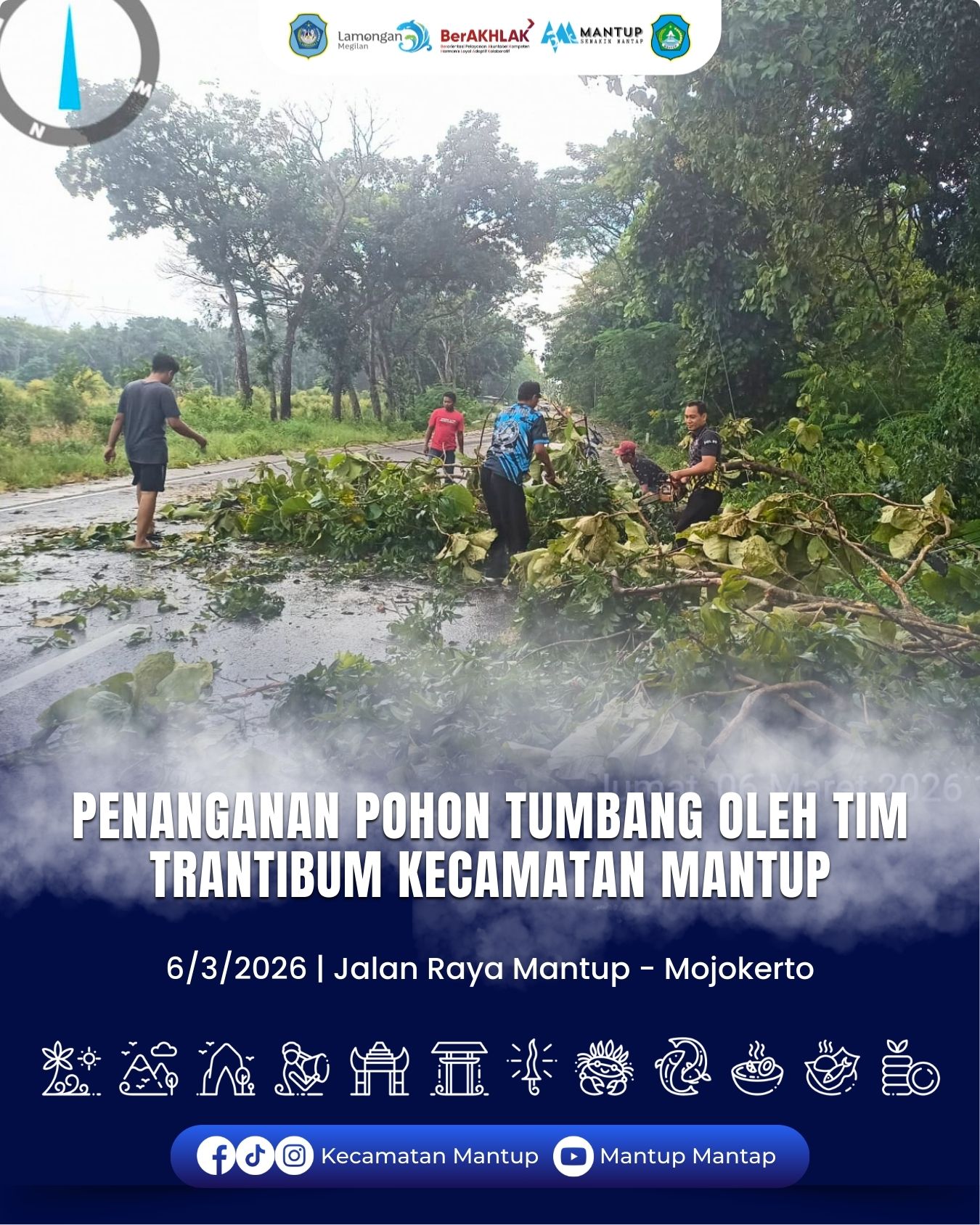 Foto: Penanganan Pohon Tumbang Oleh Tim Tantibum Kecamatan Mantup