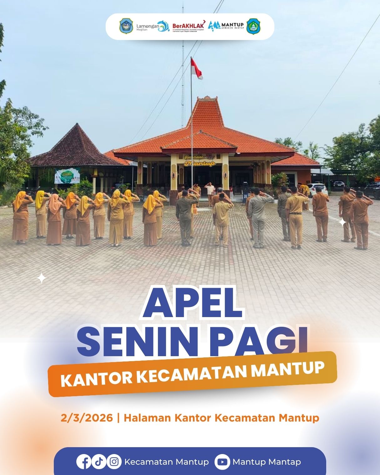 Foto: Apel Senin Pagi, Camat Mantup Tekankan Kedisiplinan dan Tanggung Jawab ASN