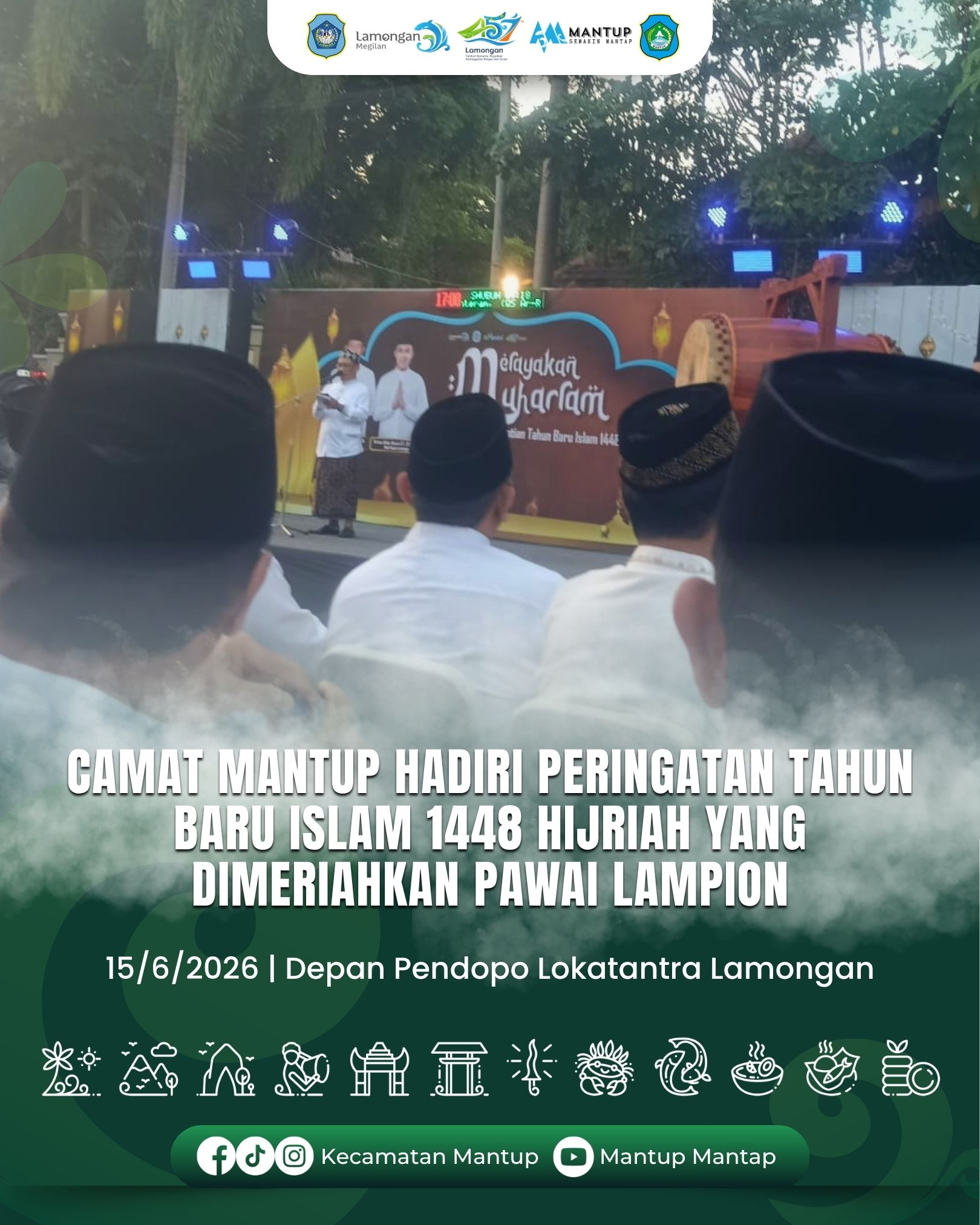 Foto: Camat Mantup Hadiri Peringatan Tahun Baru Islam 1448 Hijriah yang Dimeriahkan Pawai Lampion