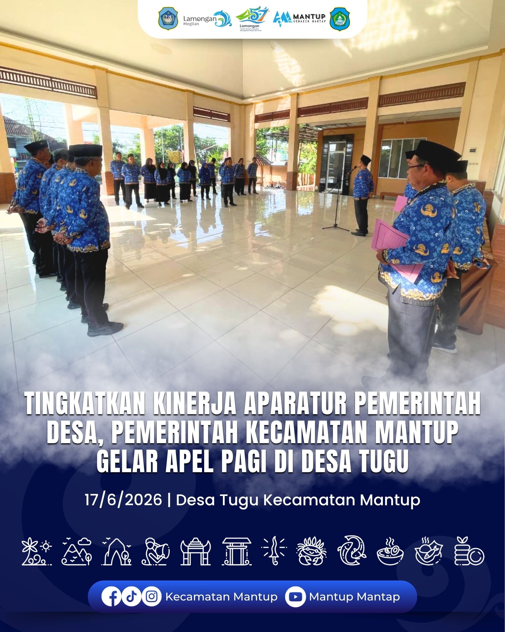 Foto: Tingkatkan Kinerja Aparatur Pemerintah Desa, Pemerintah Kecamatan Mantup Gelar Apel Pagi di Desa Tugu