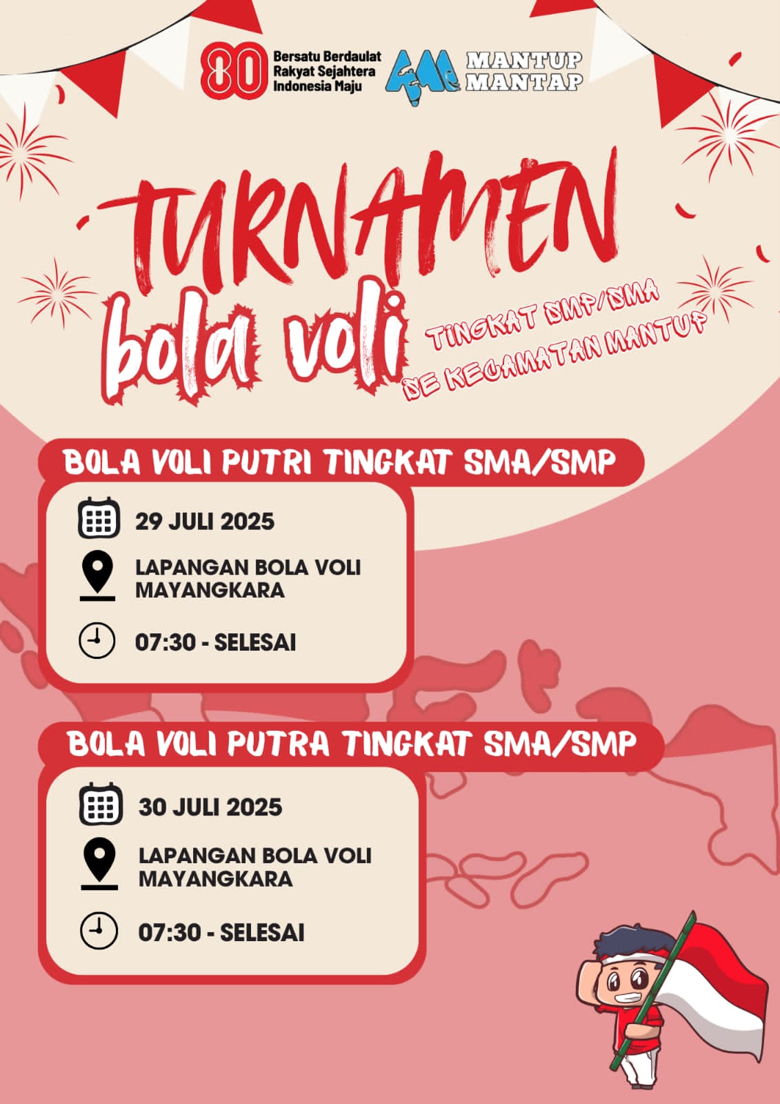 Foto: Jadwal Pertandingan Turnamen Bola Volly Putri Tingkat SMP/MTS dan SMA/MA/SMK se-Kecamatan Mantup