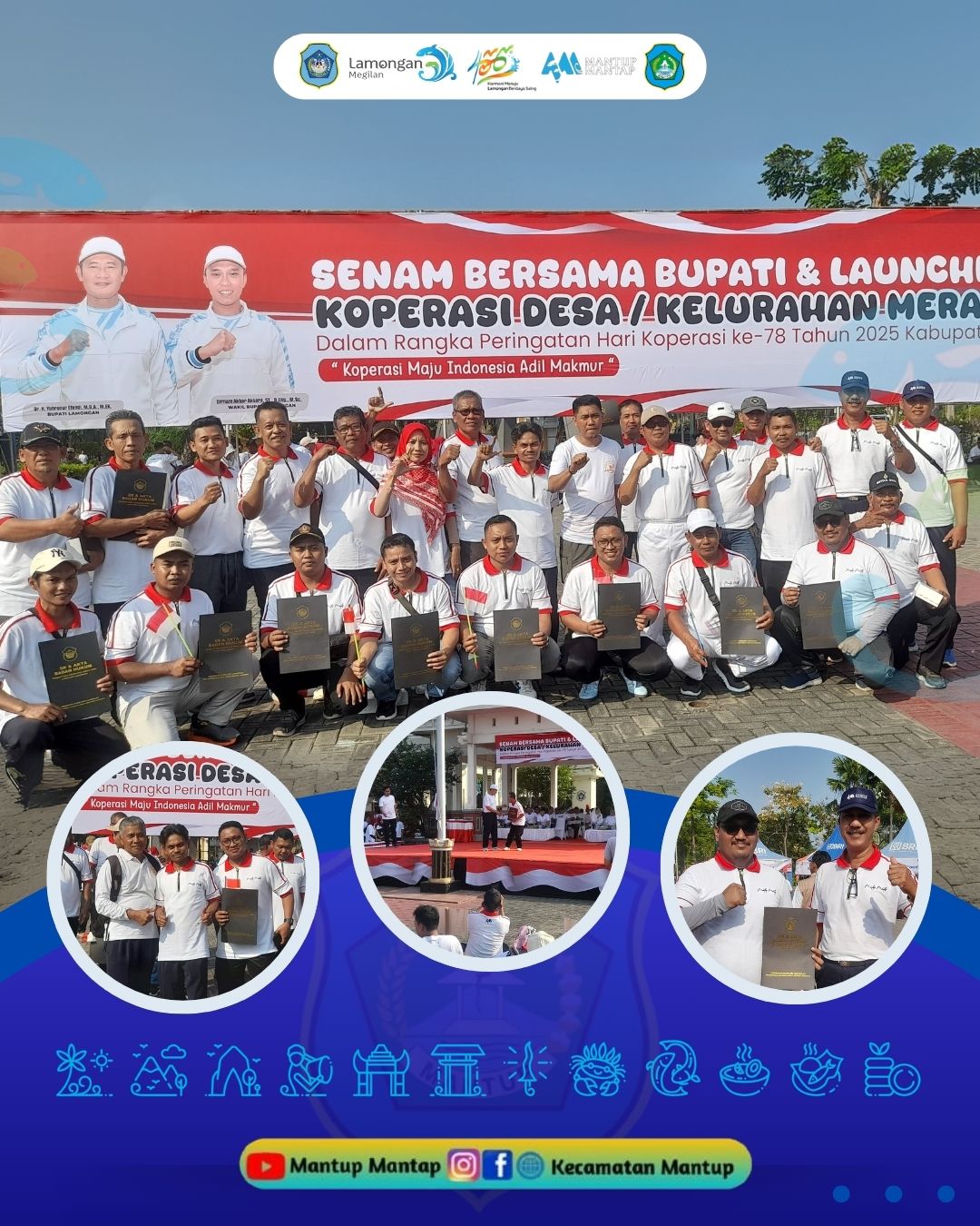 Foto: Senam Bersama Bupati dan Launching Koperasi Desa Merah Putih Pemerintah Kabupaten Lamongan
