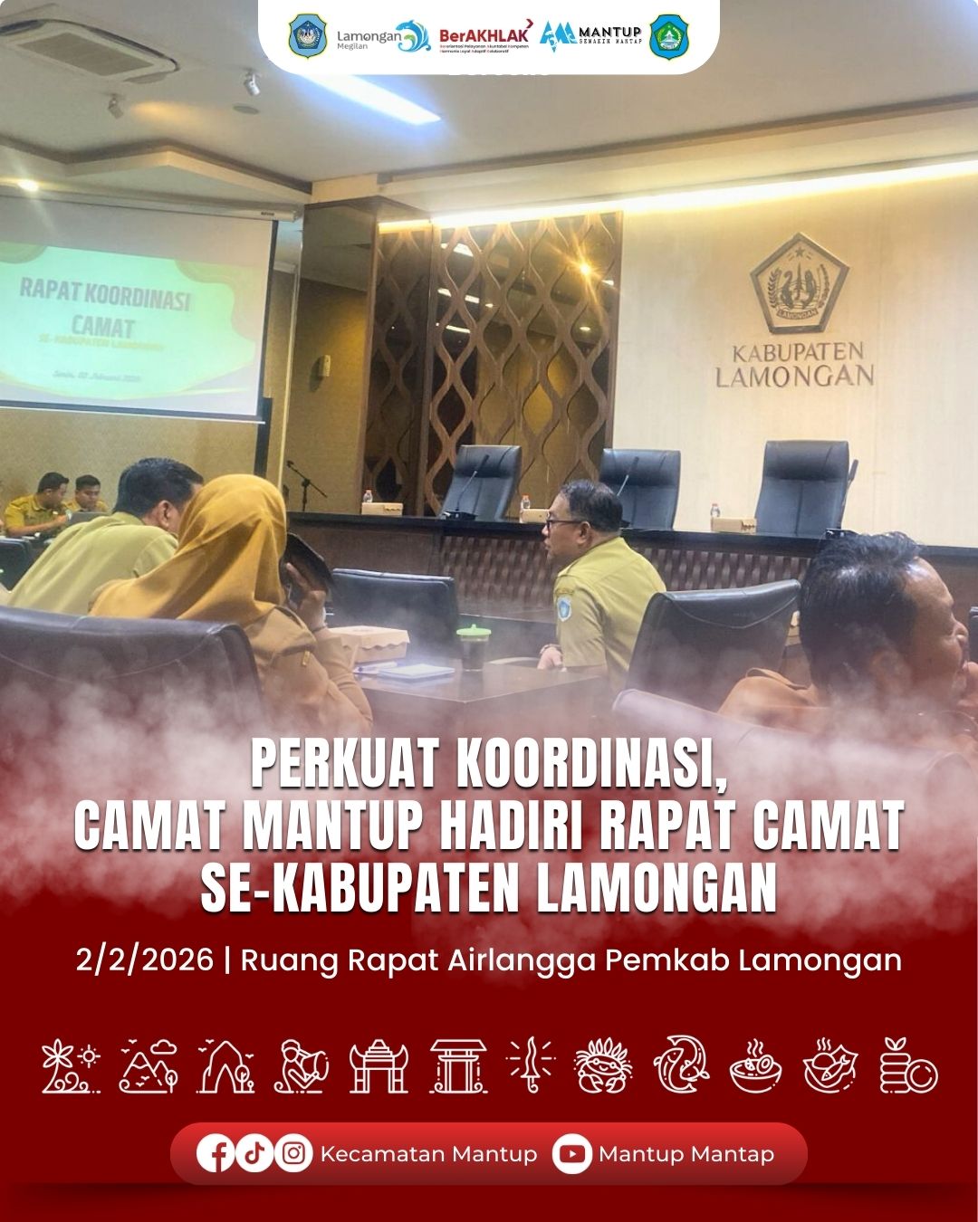 Foto: Perkuat Koordinasi, Camat Mantup Hadiri Rapat Camat se-Kabupaten Lamongan