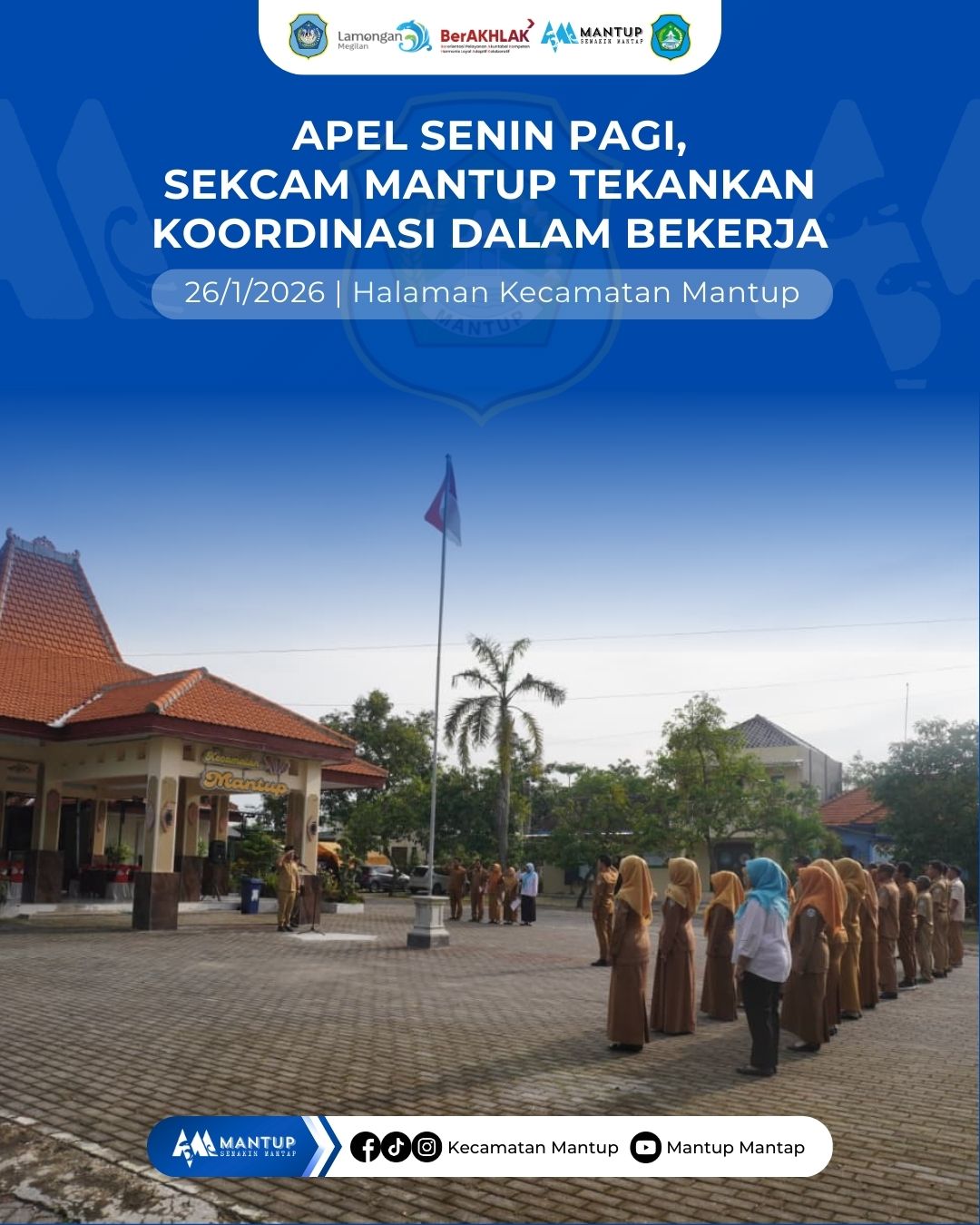 Foto: Apel Senin Pagi, Sekcam Mantup Tekankan Koordinasi Dalam Bekerja