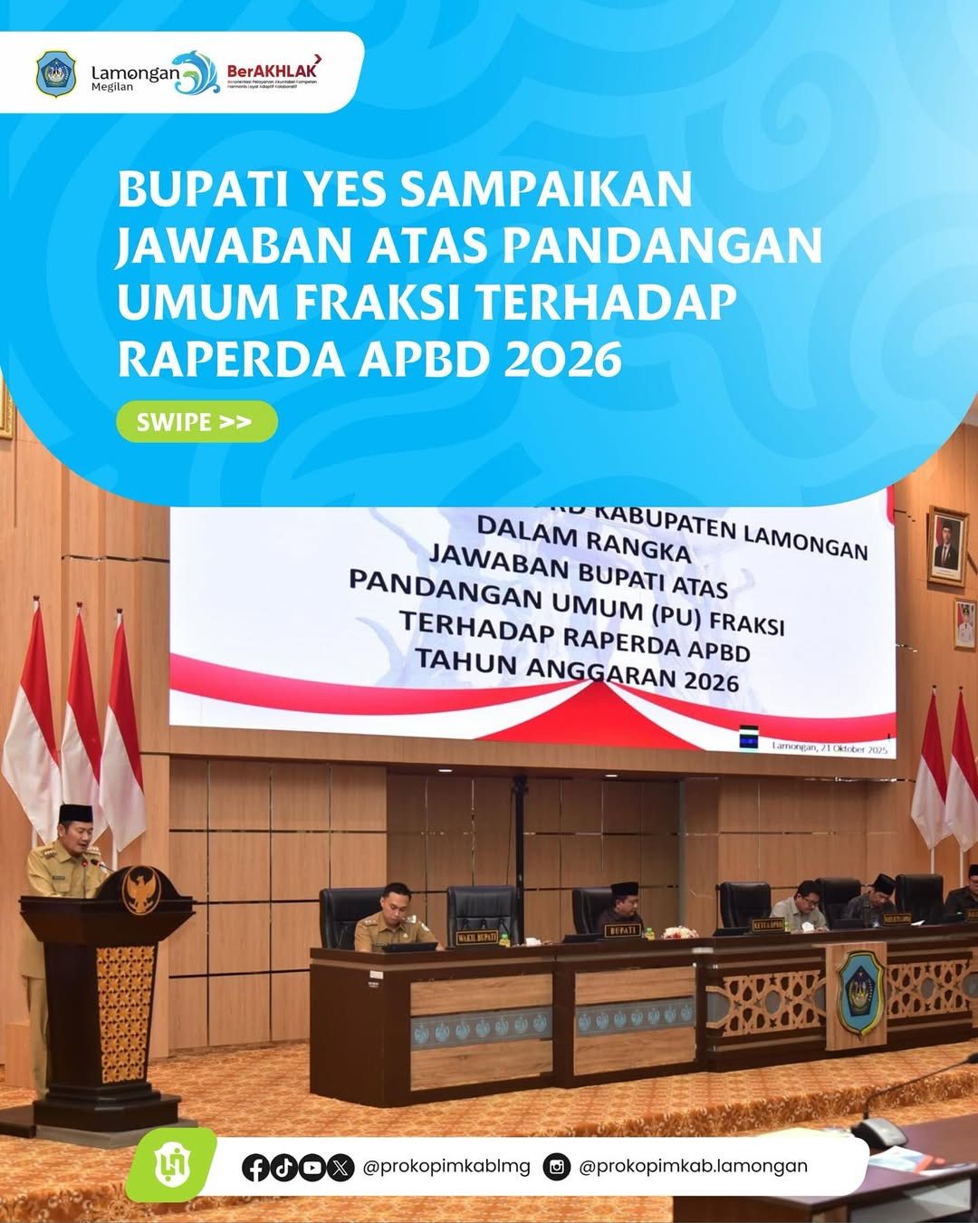 Foto: Bupati Yes Sampaikan Jawaban atas Pandangan Umum Fraksi terhadap Raperda APBD 2026