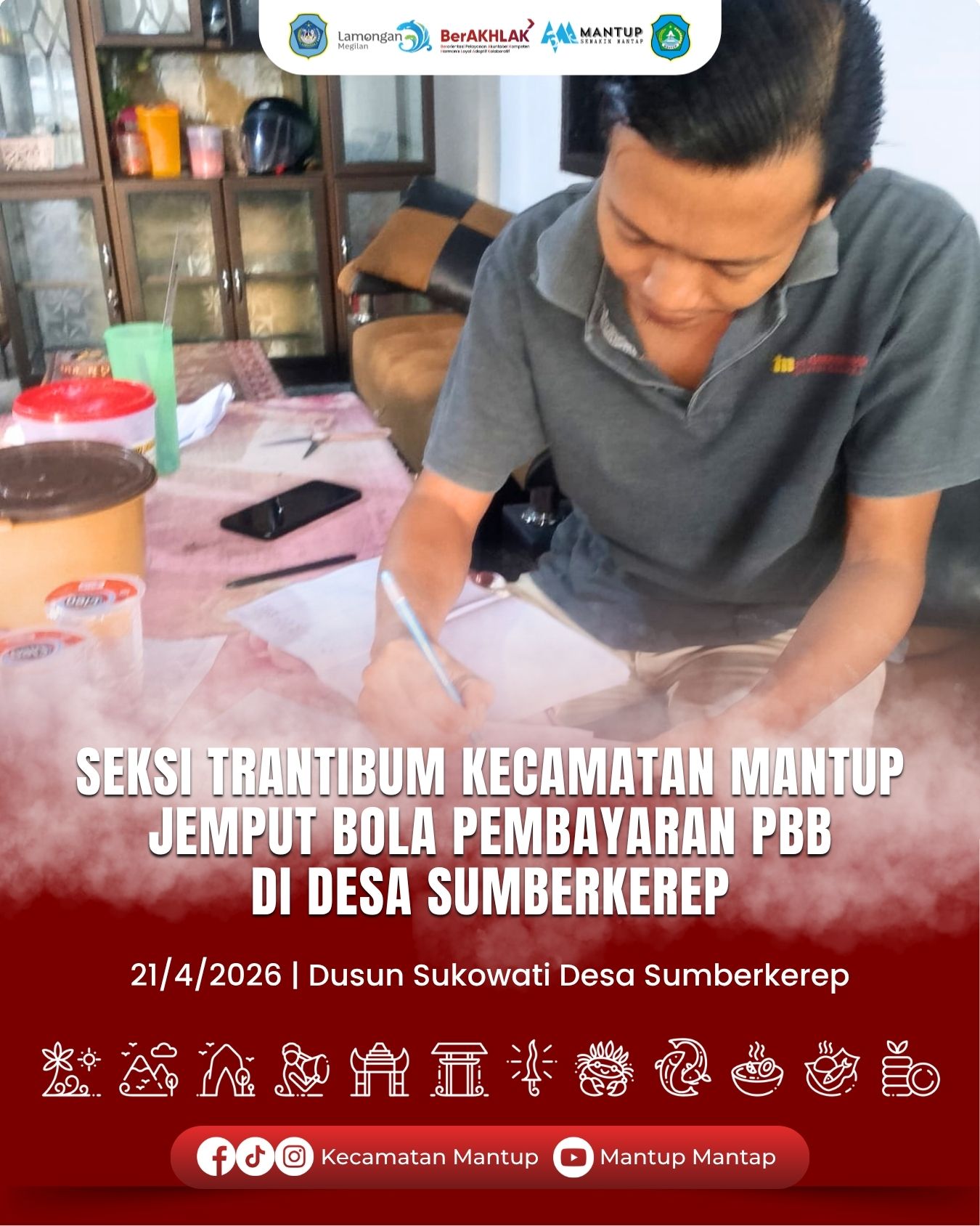 Foto: Seksi Trantibum Kecamatan Mantup Jemput Bola Pembayaran PBB di Desa Sumberkerep