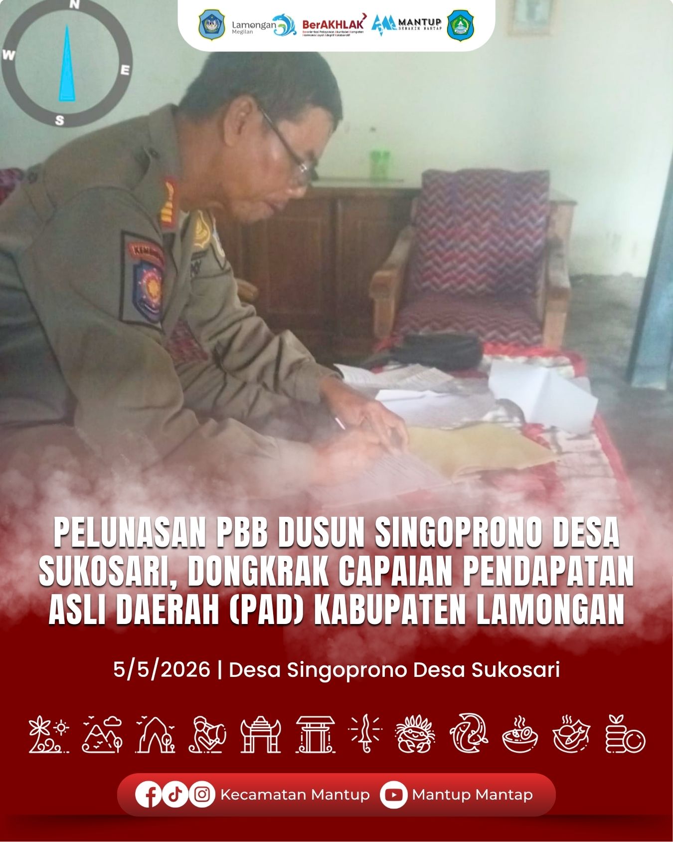 Foto: Pelunasan PBB Dusun Singoprono Desa Sukosari, Dongkrak Capaian Pendapatan Asli Daerah (PAD) Kabupaten Lamongan
