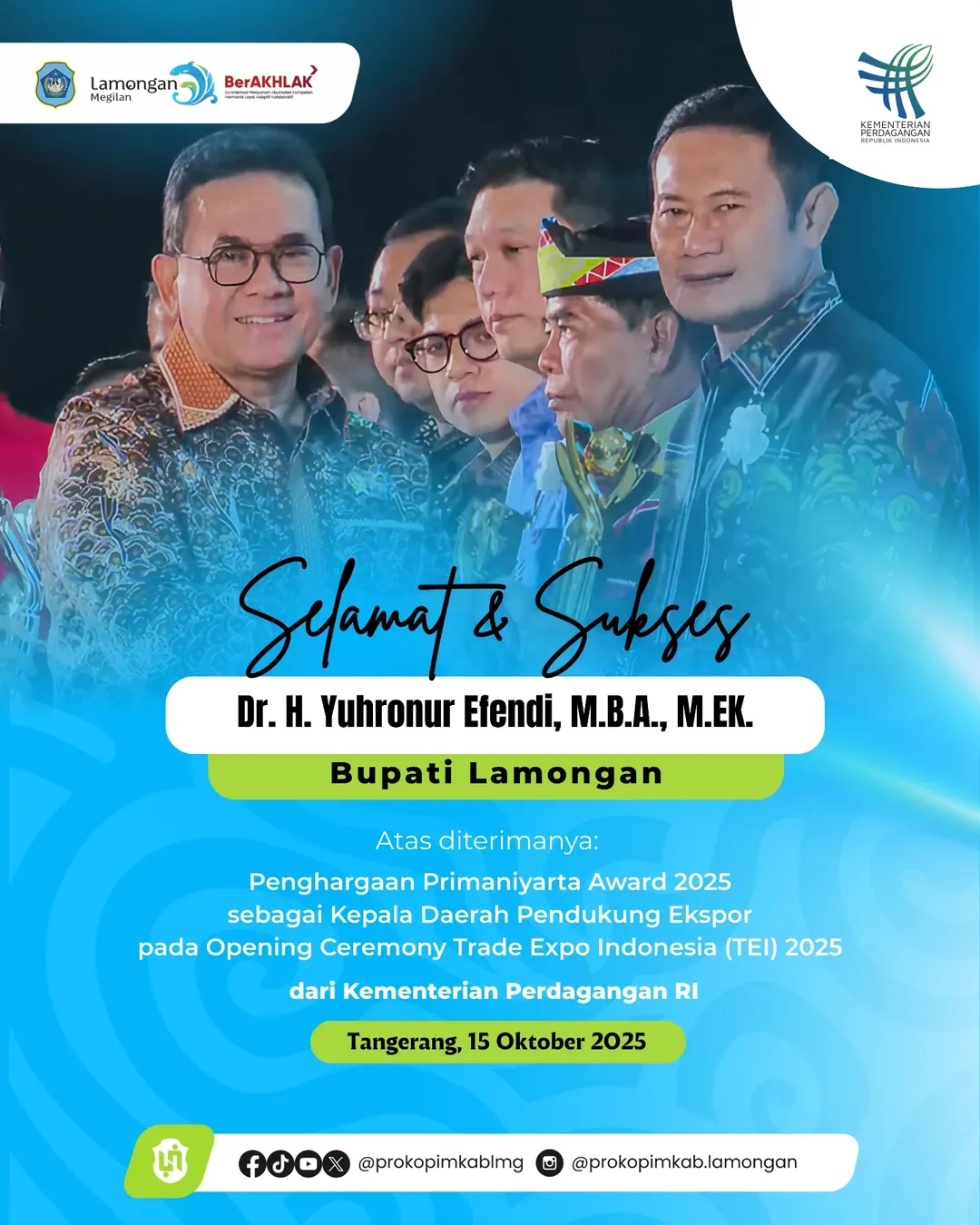 Foto: Bupati YES Raih Penghargaan Primaniyarta Award 2025 sebagai Kepala Daerah Pendukung Ekspor