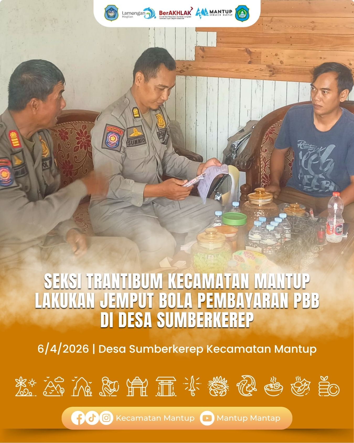 Seksi Trantibum Kecamatan Mantup Lakukan Jemput Bola Pembayaran PBB di Desa Sumberkerep