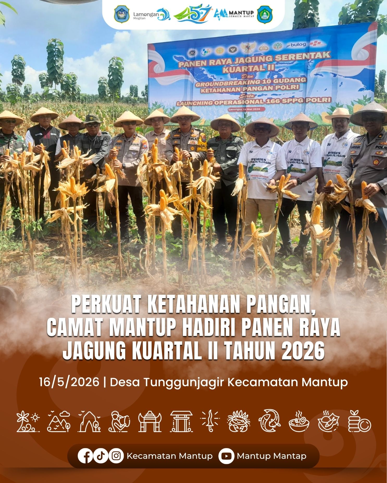 Foto: Perkuat Ketahanan Pangan, Camat Mantup Hadiri Panen Raya Jagung Kuartal II Tahun 2026