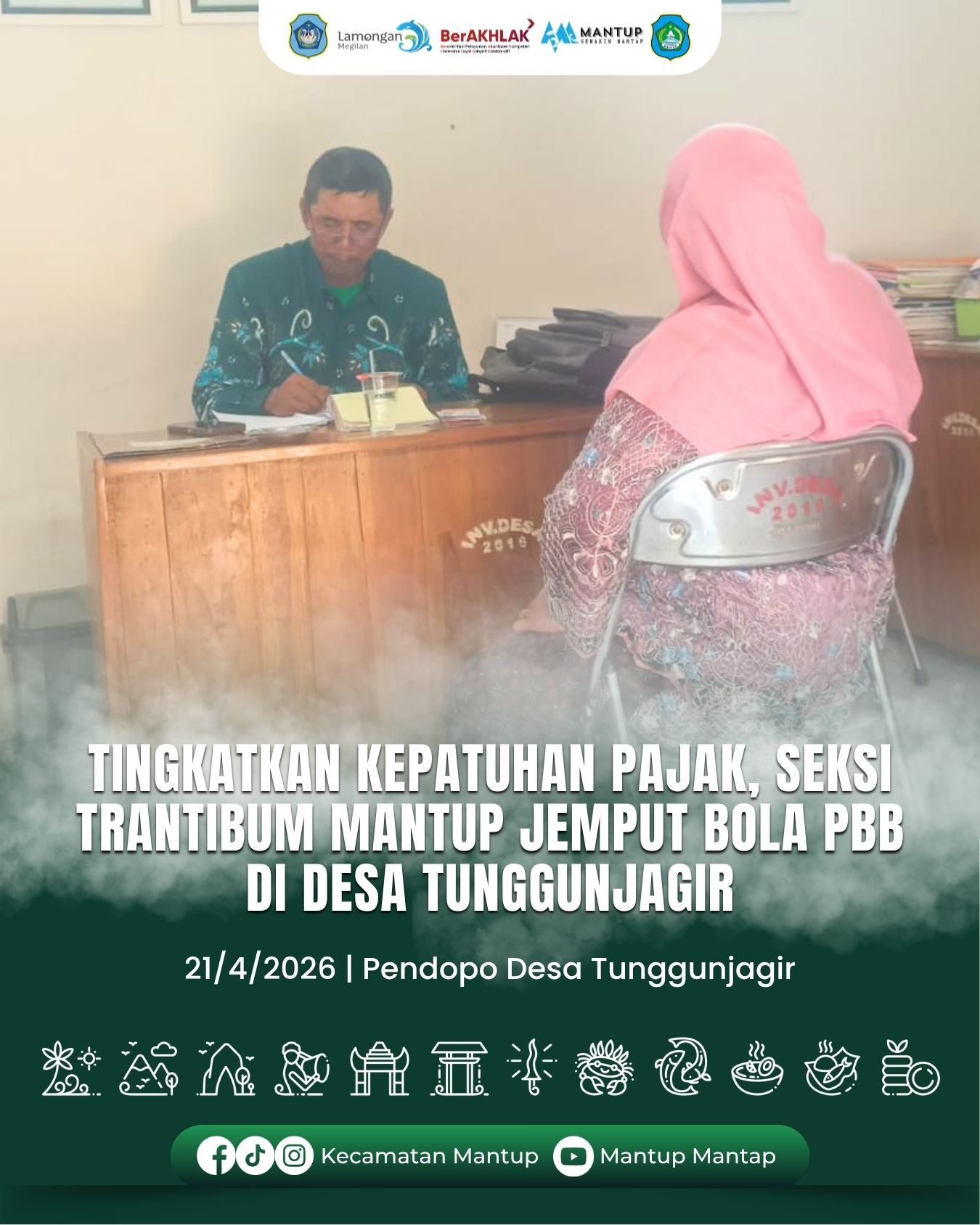 Foto: Tingkatkan Kepatuhan Pajak, Seksi Trantibum Mantup Jemput Bola PBB di Desa Tunggunjagir