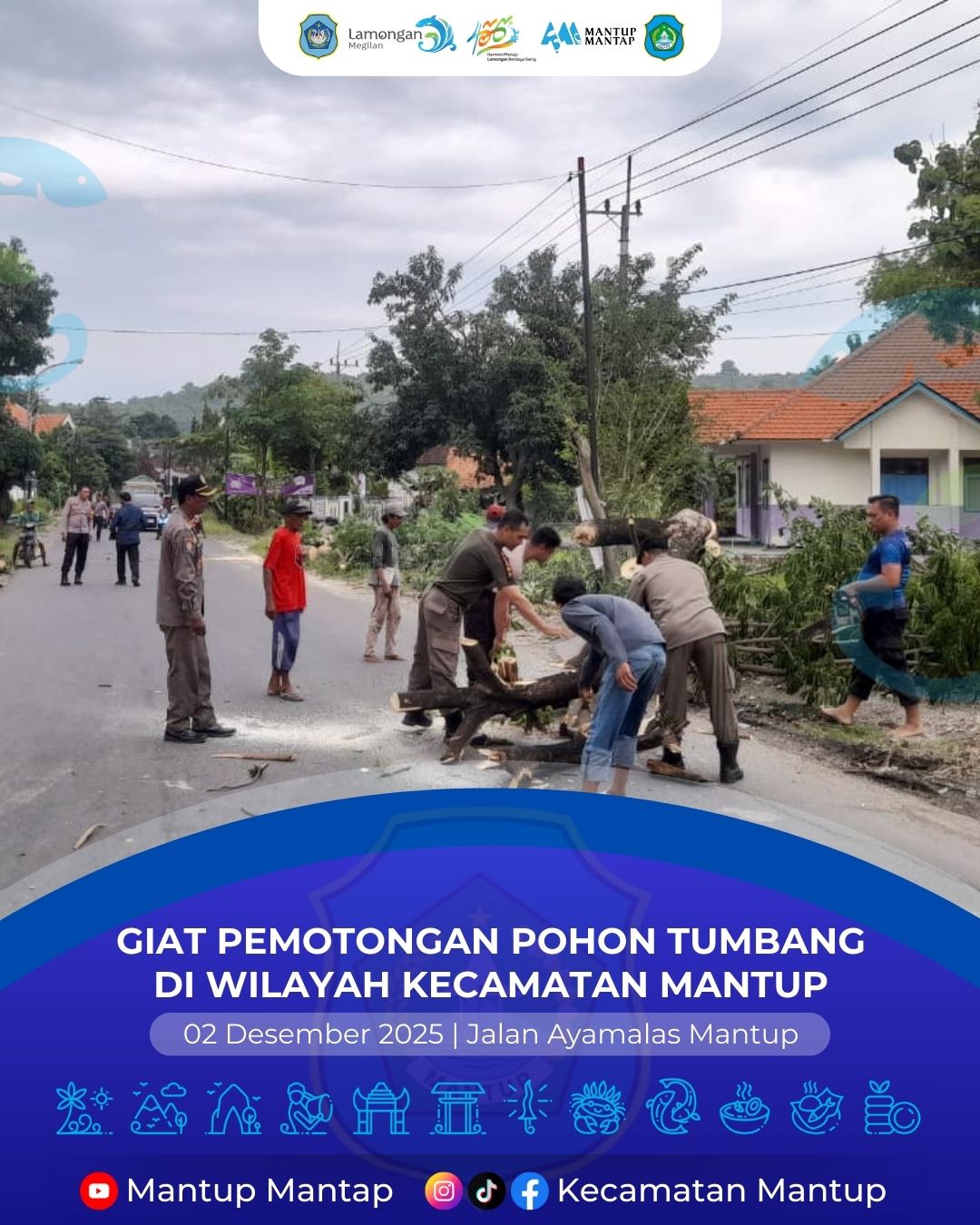 Foto: Giat Pemotongan Pohon Tumbang di Wilayah Kecamatan Mantup