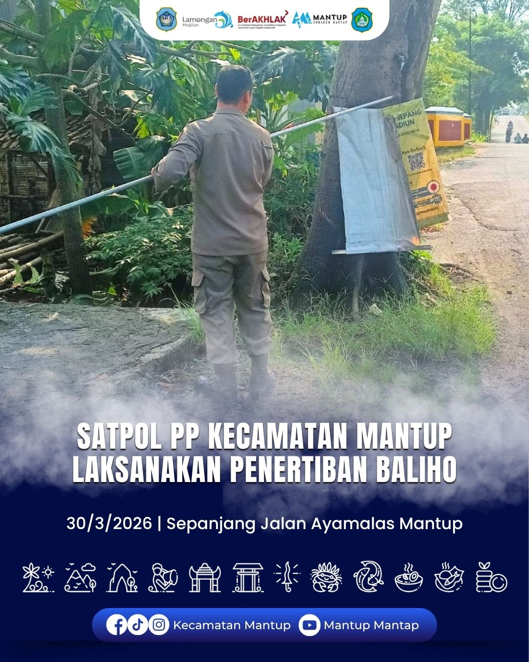 Foto: Satpol PP Kecamatan Mantup Laksanakan Penertiban Baliho